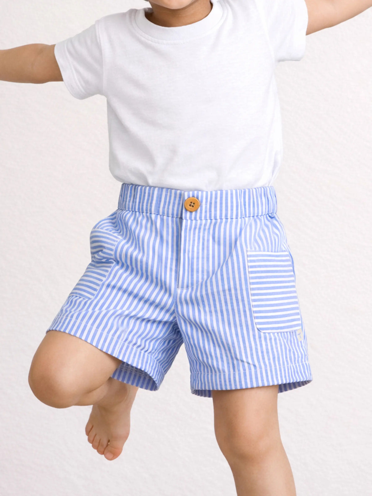 Sky Striped Cotton Shorts