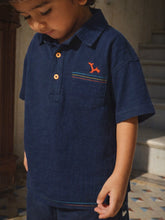 Deep Ocean Crinkled Cotton Shirt
