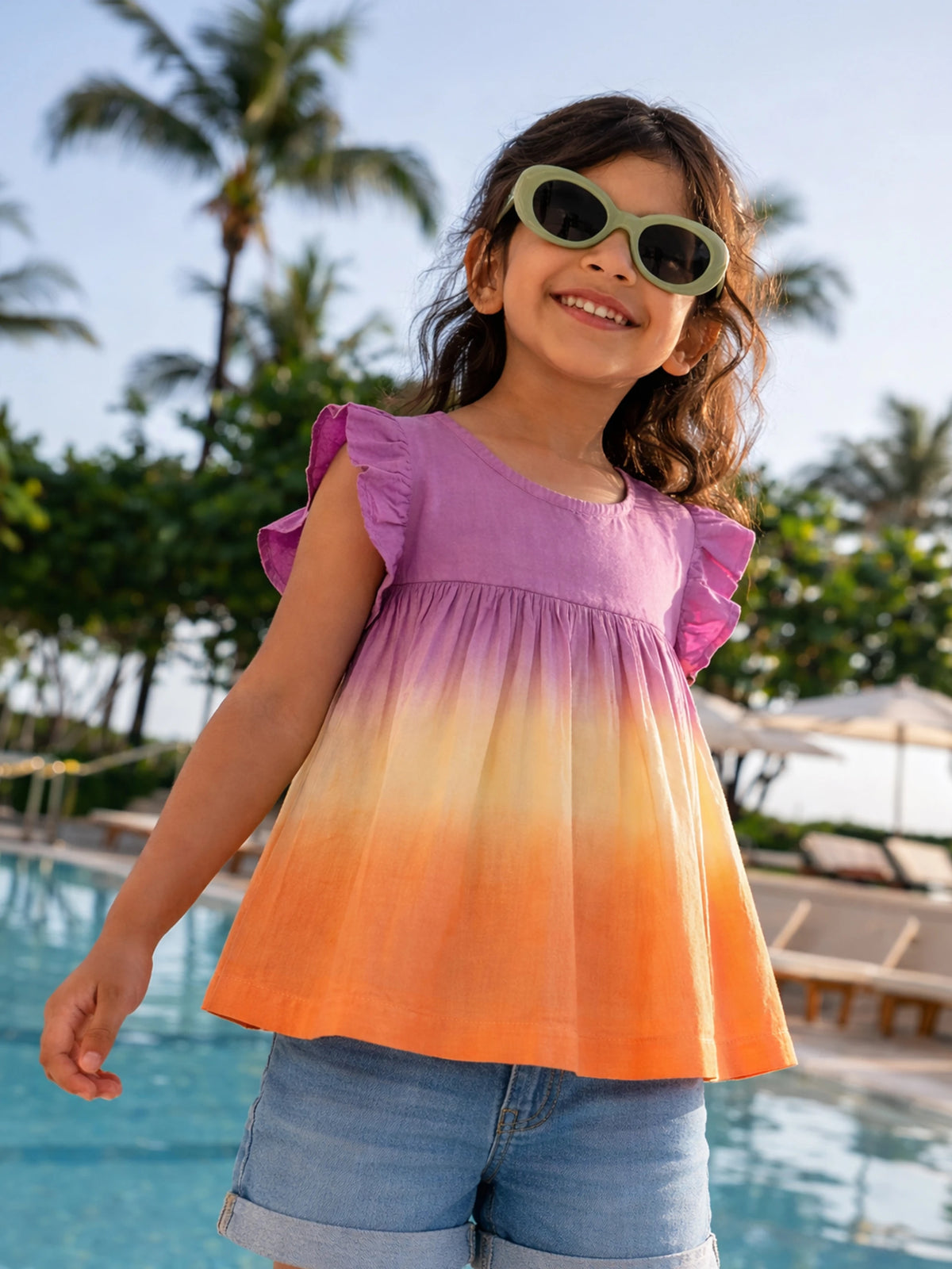 Sunset Ombre Frill Top
