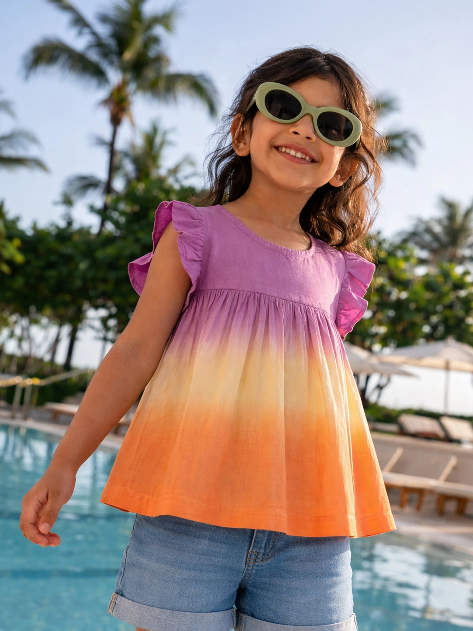 Sunset Ombre Frill Top