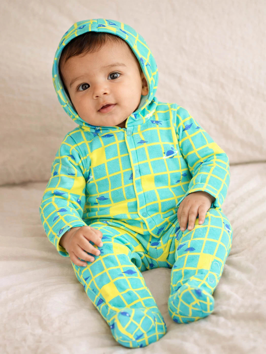 Green Spaceship Hooded Sleepsuit