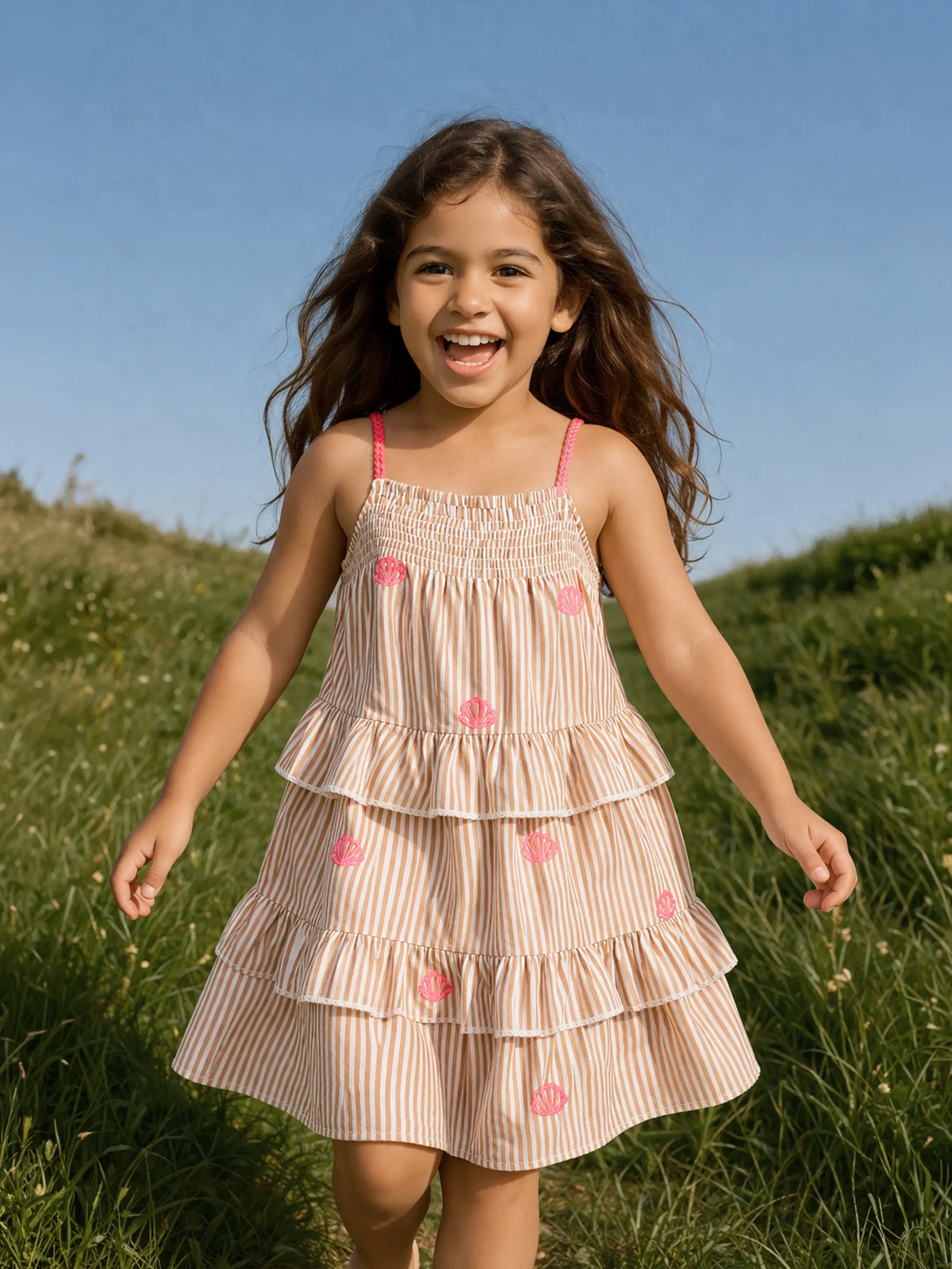 Striped Embroidery Dress