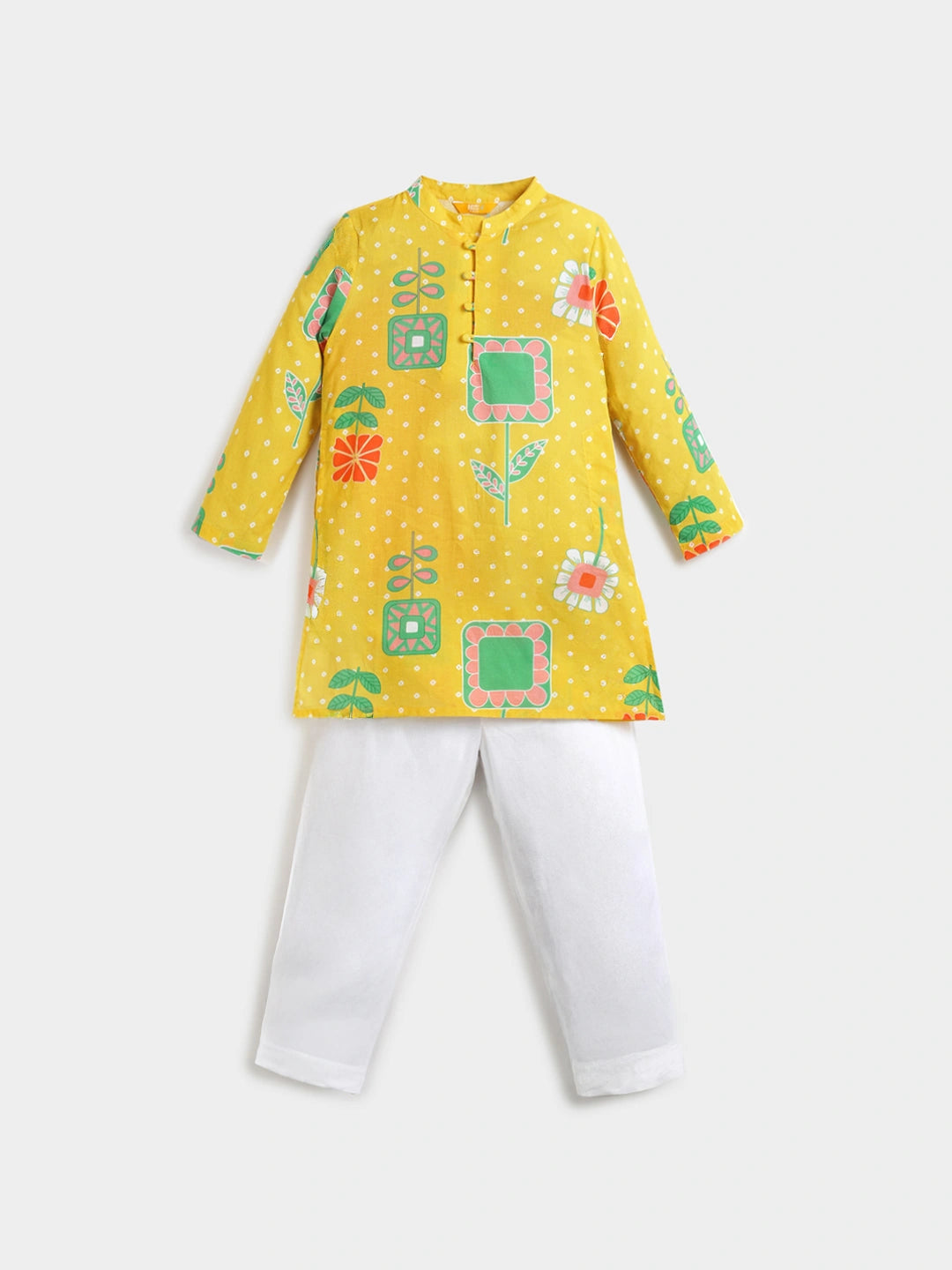 Yellow Printed Kurta Pajama Set