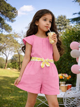 Pink Playsuit with Gingham Belt