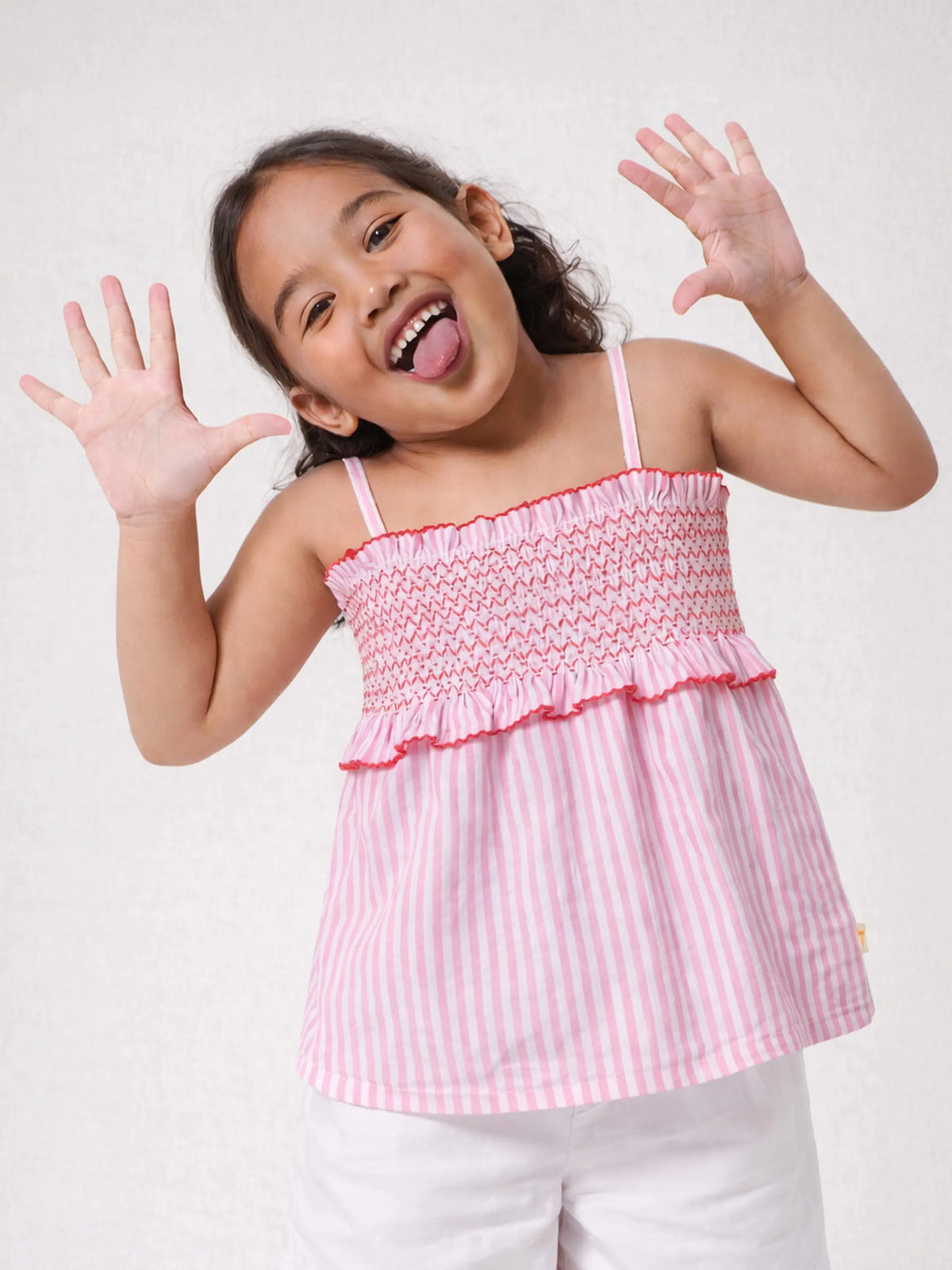 Strawberry Striped Frilly Cotton Top