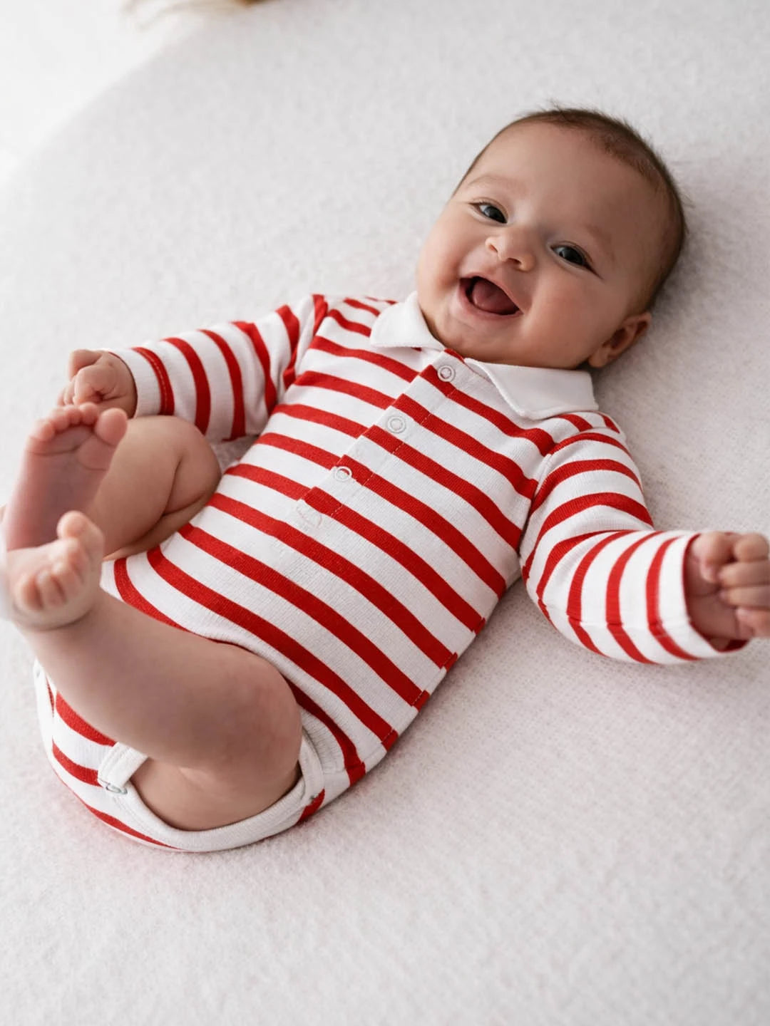 Horizontal Line Polo Cotton Bodysuit