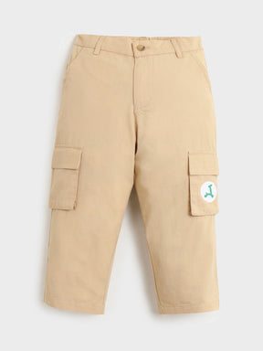 Beige Cotton Cargo Pants