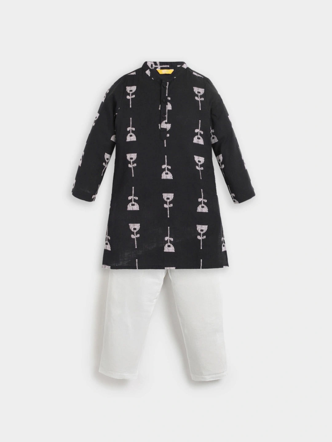 Black Printed Kurta Pajama Set