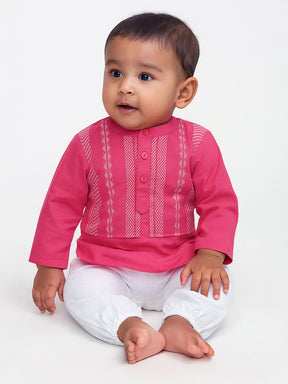 Pink Hibiscus Kurta Set- Newborn
