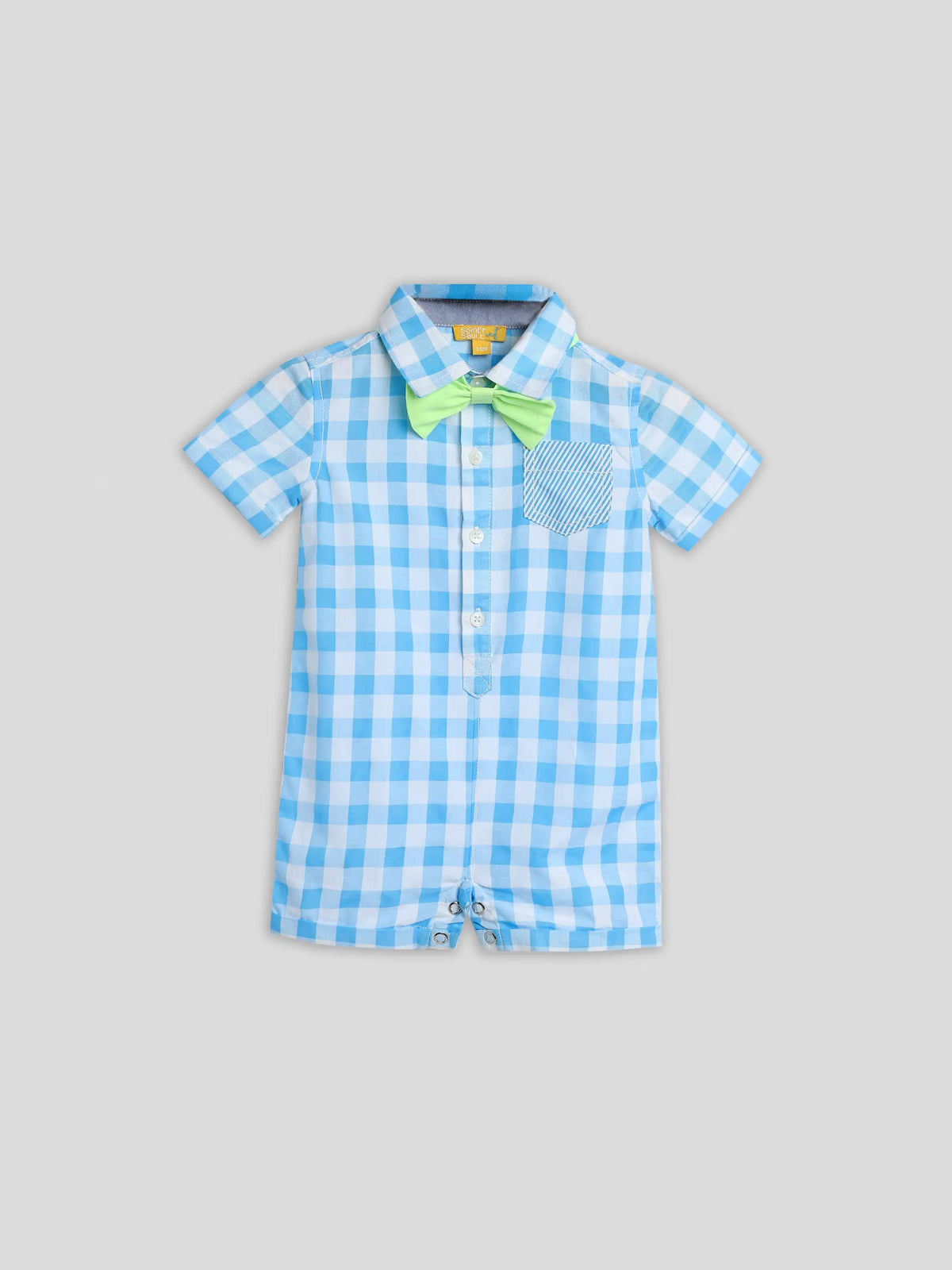 Check Romper With Neon Bow Somersault