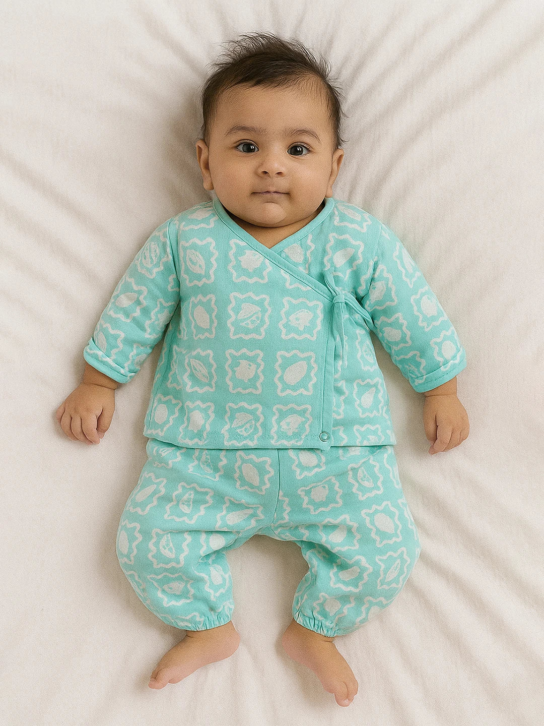 Icy Cool Lemonade Wrap Around Cotton Jhabla Set