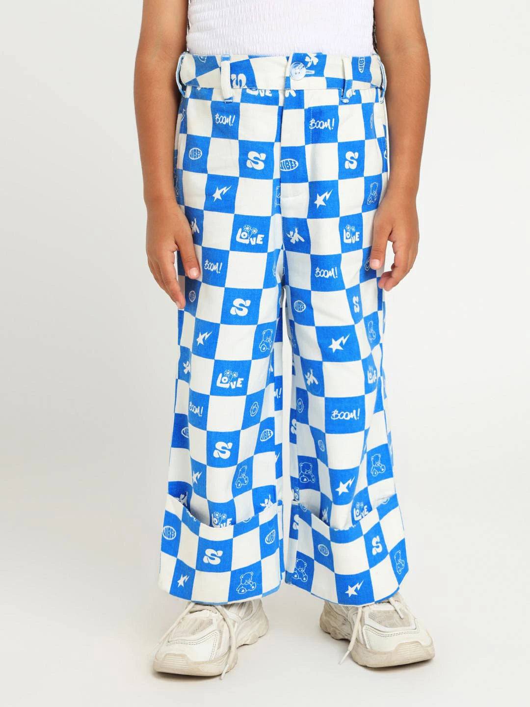 Checkered Cotton Twill Pants