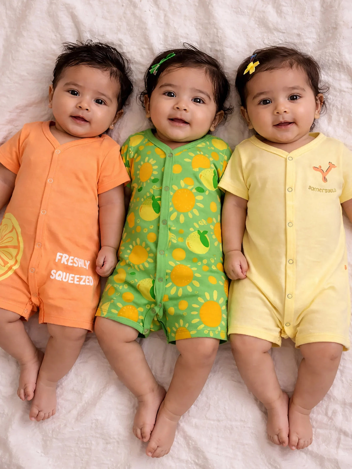 Printed Cotton Romper- Pack of 3