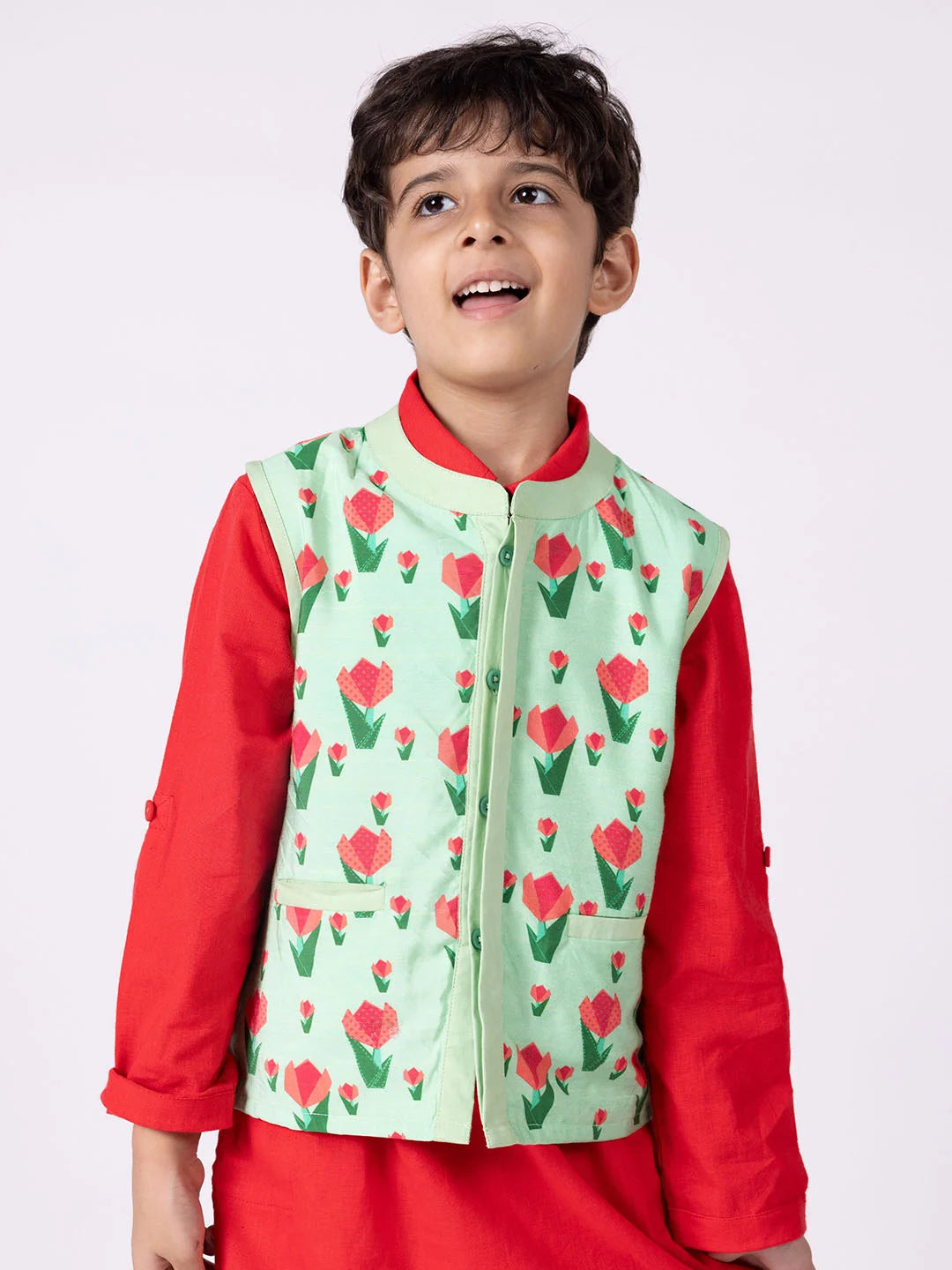 Green Tulip Nehru Jacket