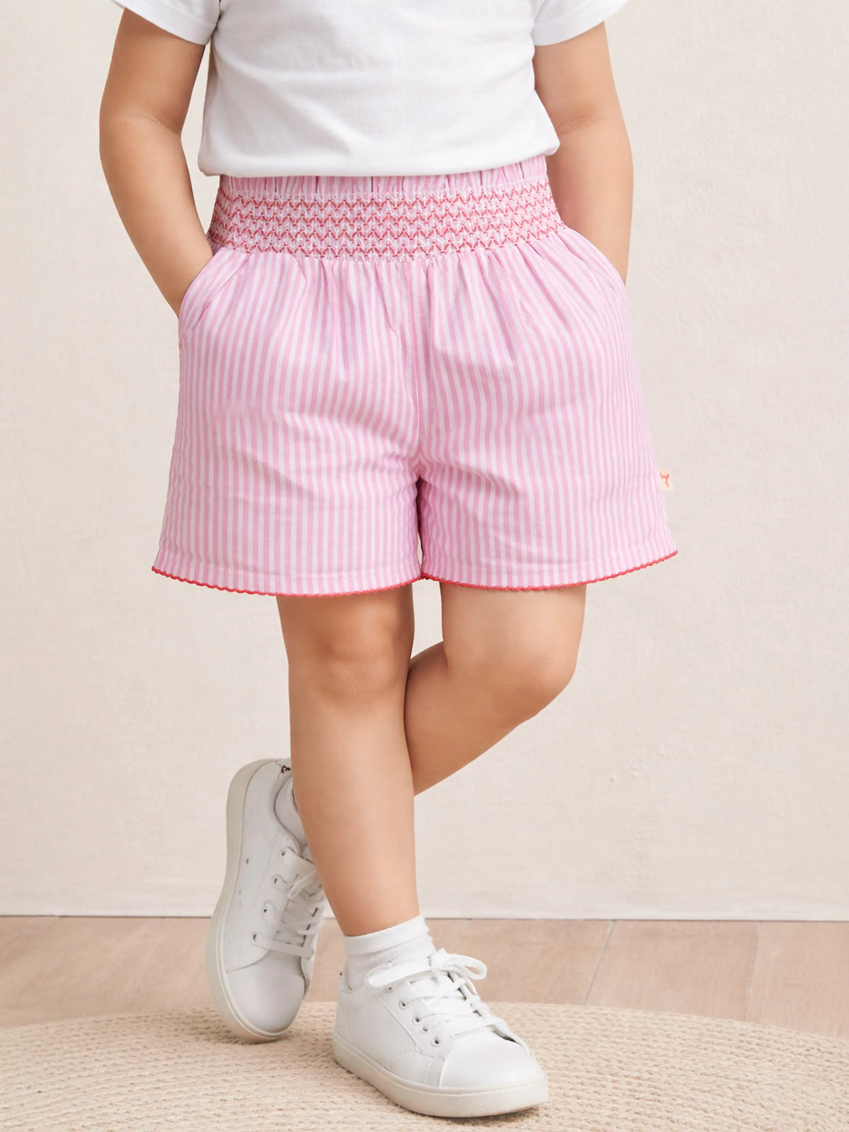 Strawberry Striped Frilly Cotton Shorts