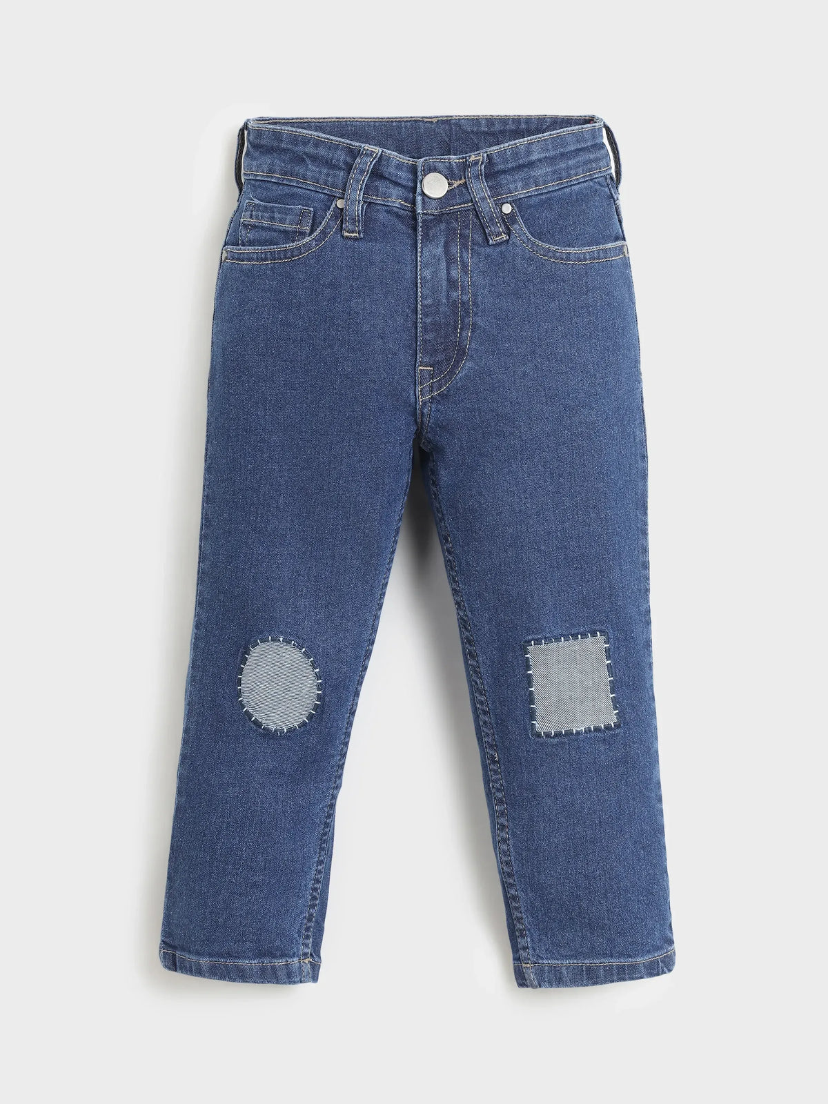 Patched Knee Denim Pants