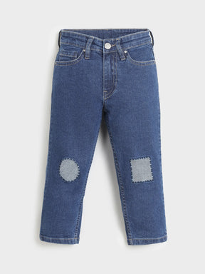 Patched Knee Denim Pants