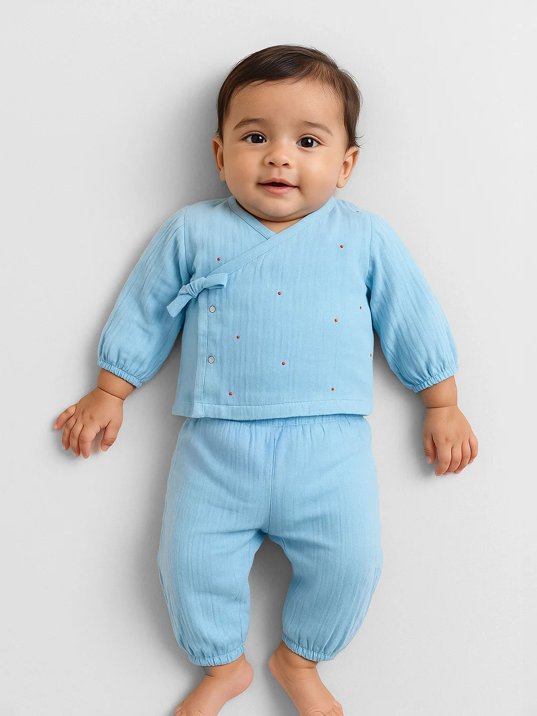 Embroidered Wrap Around Cotton Jhabla Set