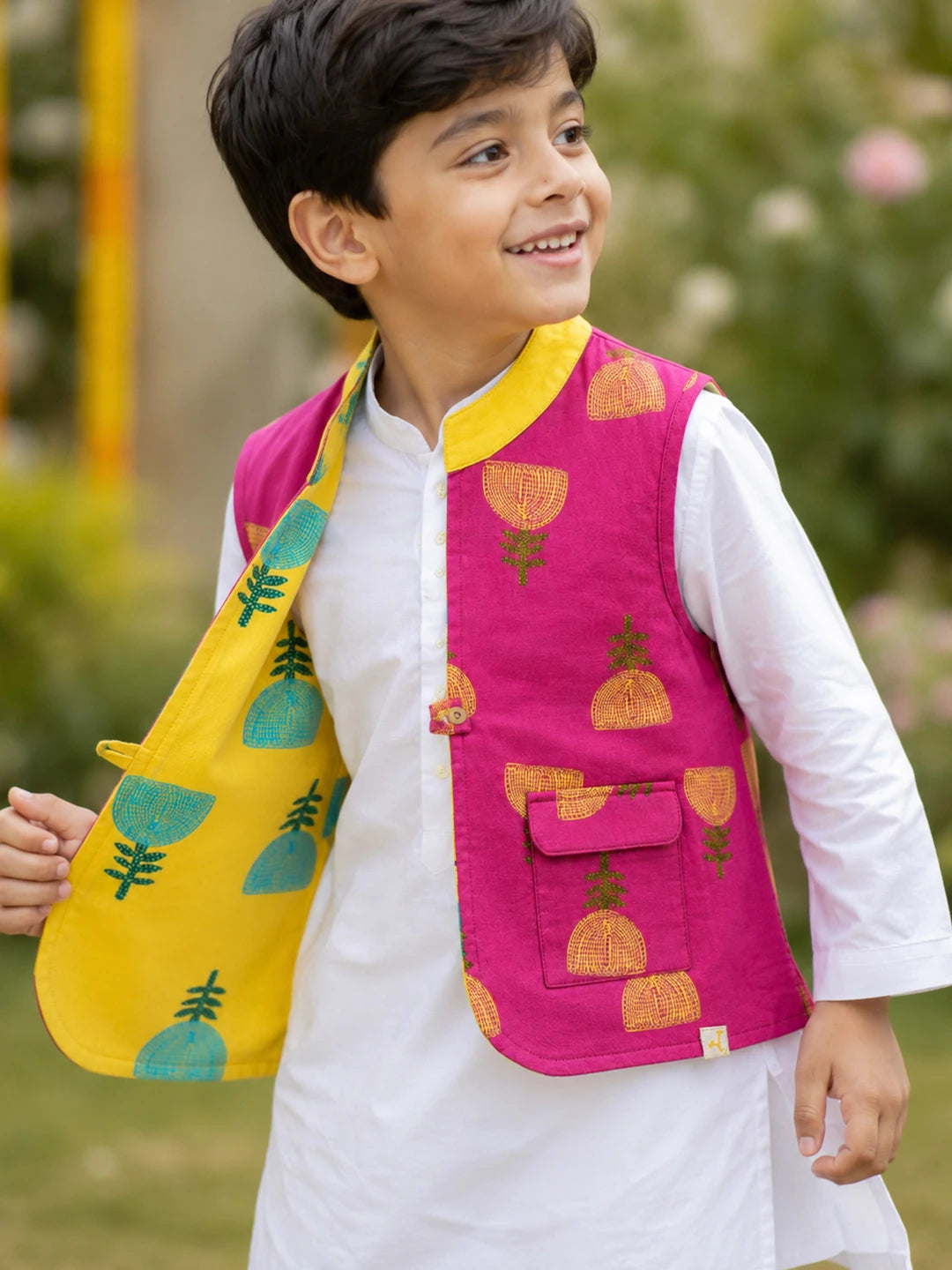 Printed Reversible Nehru Jacket