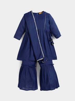 Blue Sequin Sharara Set