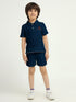 Deep Ocean Crinkled Cotton Shirt & Shorts Set