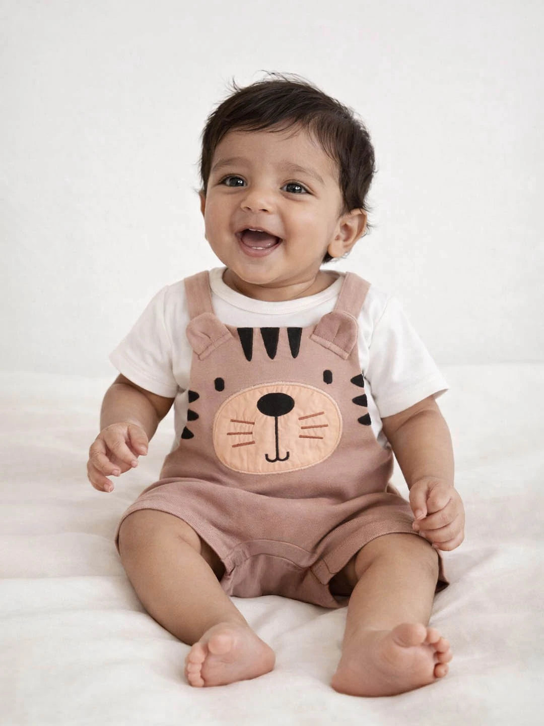 Tiger Cotton Dungaree with Bodysuit