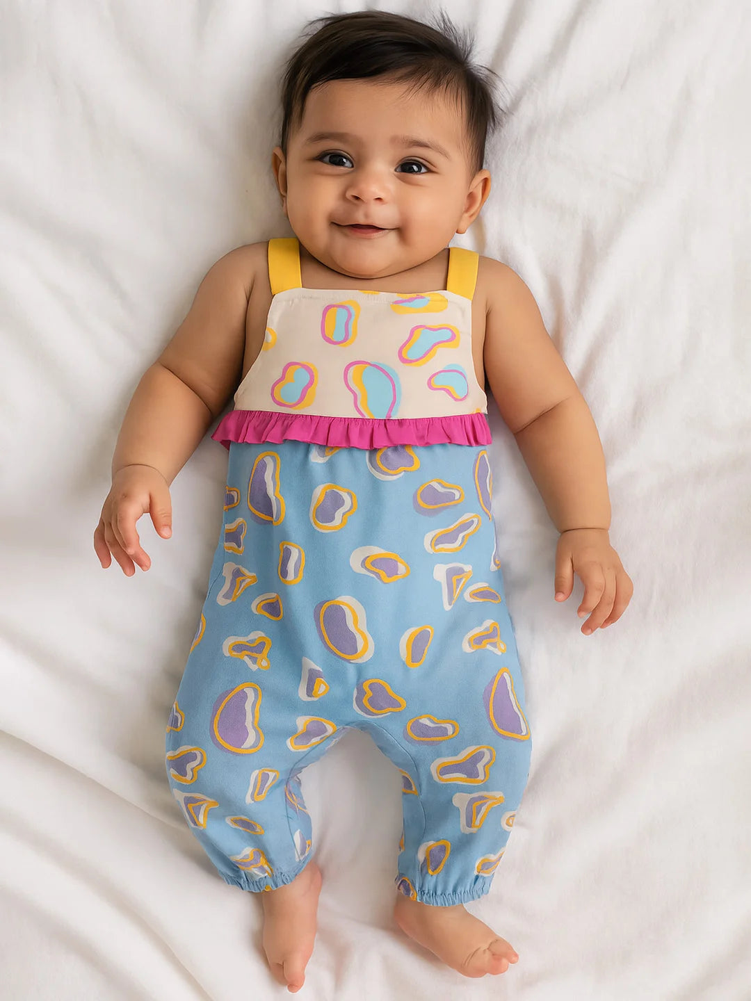Outside the Line Ruffled Cotton Romper