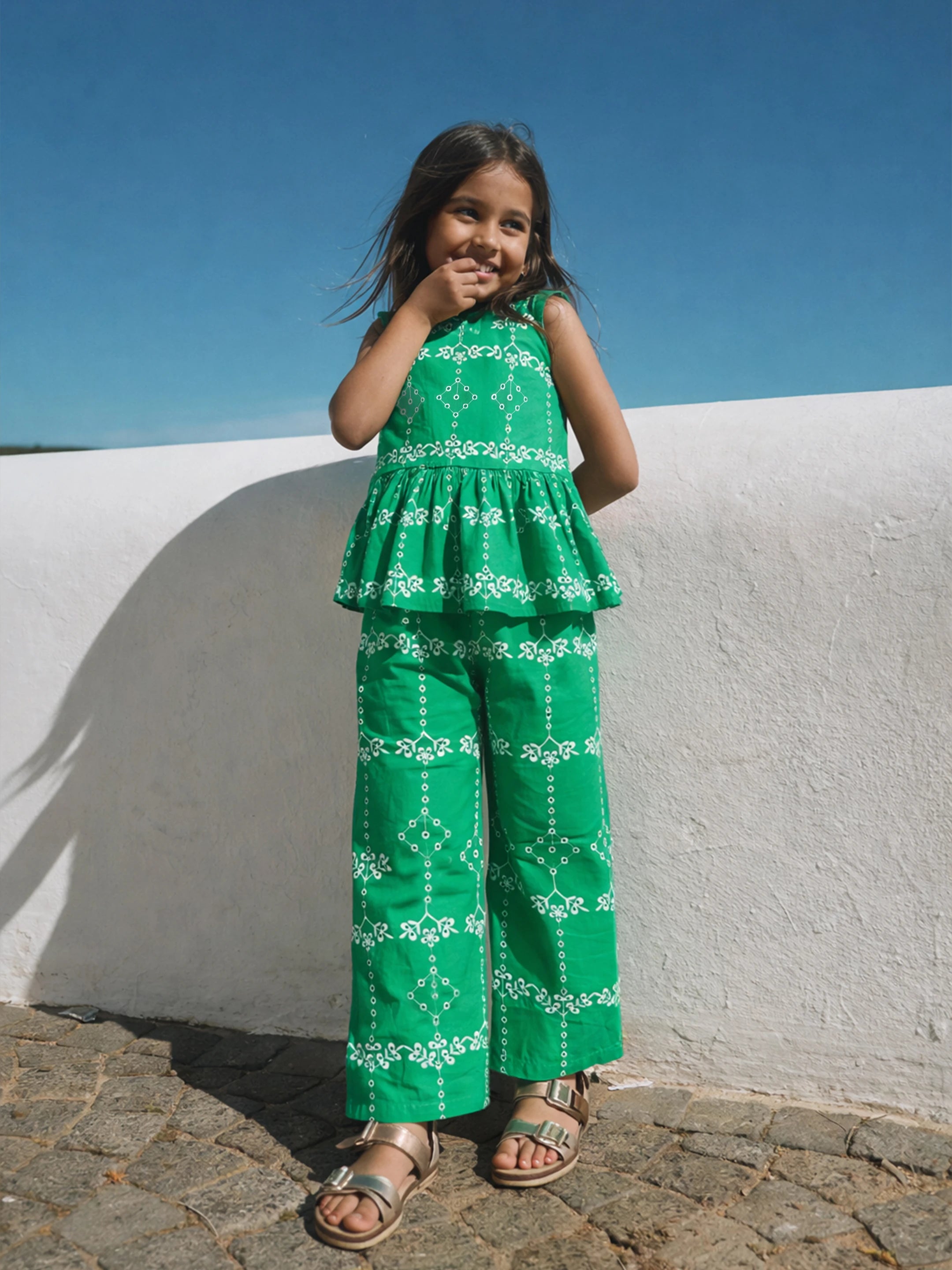 Schiffli Peplum Co-ord Set