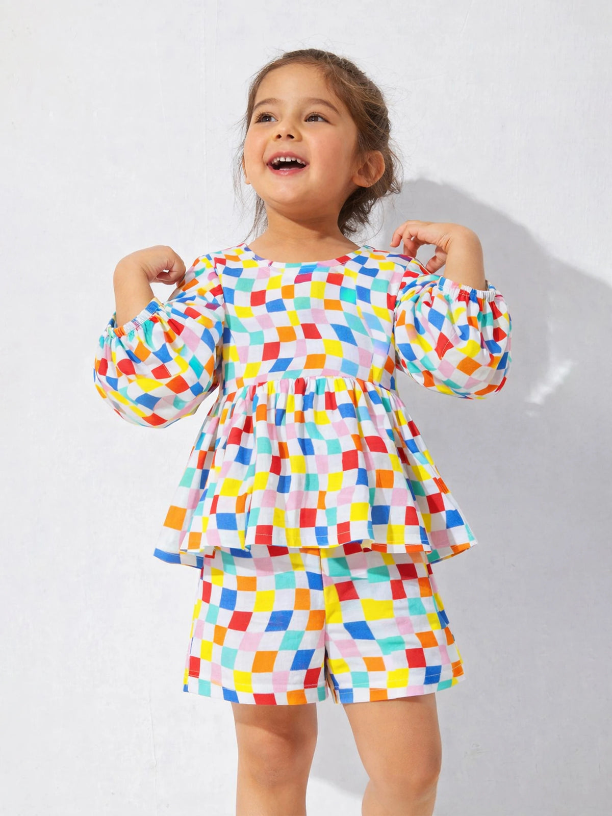 Checkered Peplum Co-ord Set
