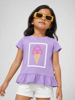 Printed Frill Hem Tee