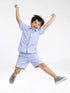 Sky Striped Cotton Shirt & Shorts Set