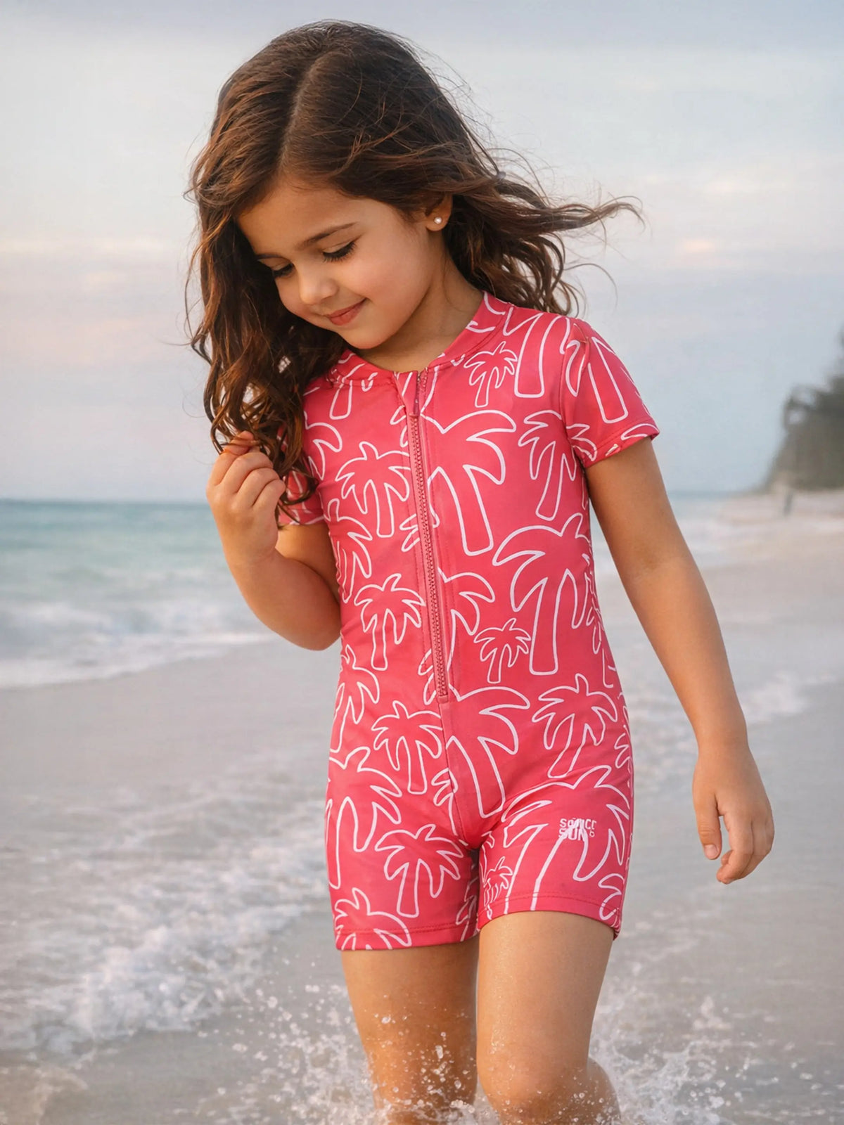 Tropical Palm Zip Swimsuit