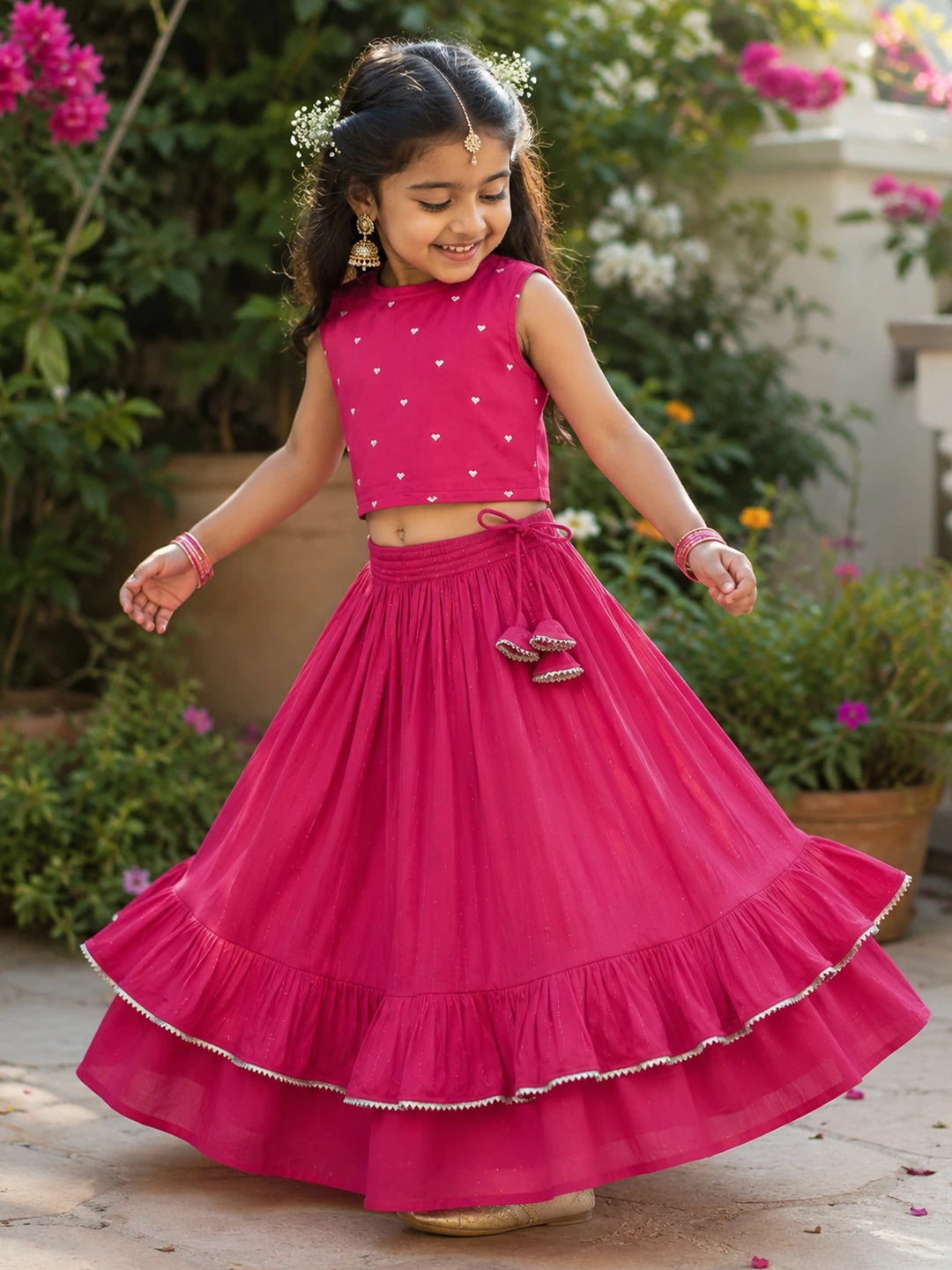 Embroidered Rayon Top Skirt Set