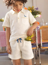 Cloudy Crinkled Cotton Shirt & Shorts Set