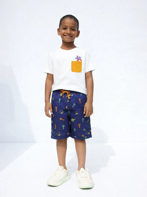 Pocket Pop Tee & Printed Shorts Set
