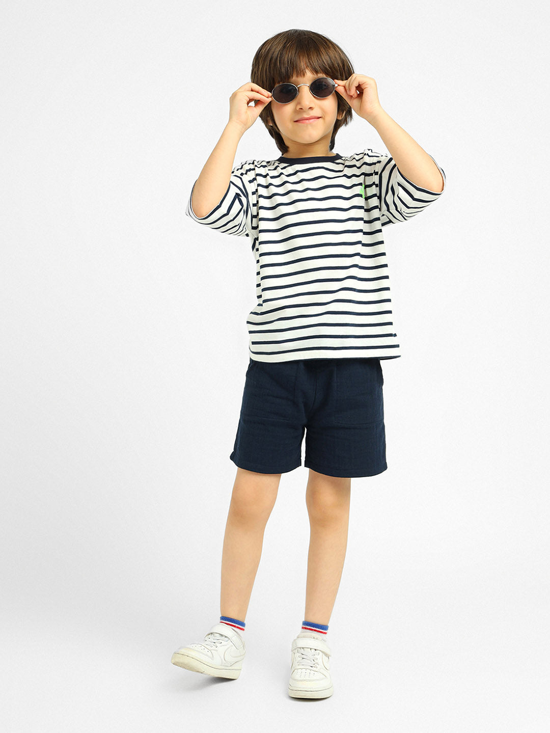 Deep Sea Striped Cotton T-Shirt and Shorts Set