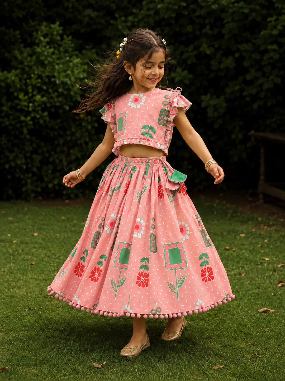 Printed Top Skirt Set