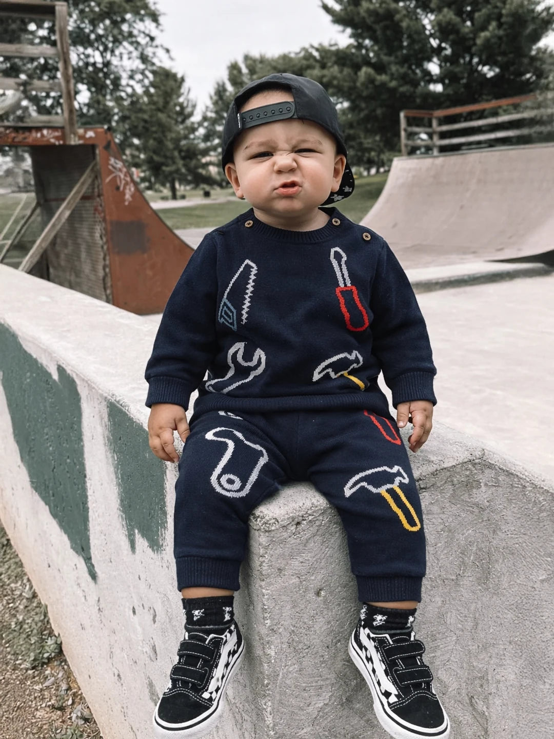 Printed Cotton Sweater & Jogger Set