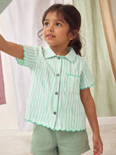 Mint Stripe Scallop Shirt