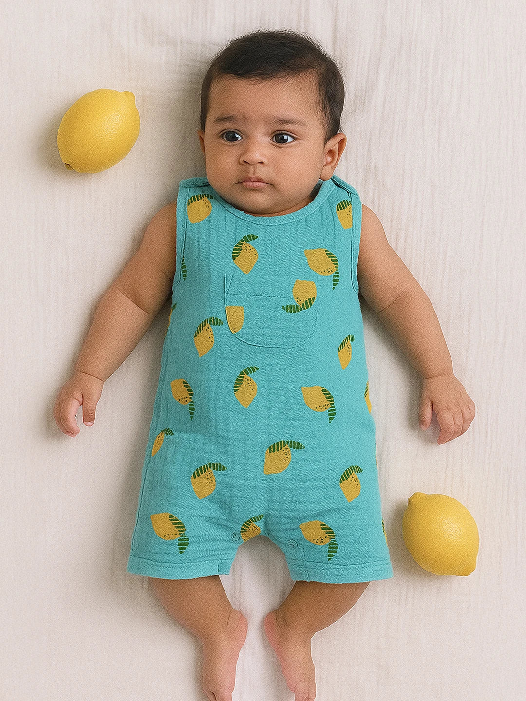 Cool Lemonade Printed Cotton Romper