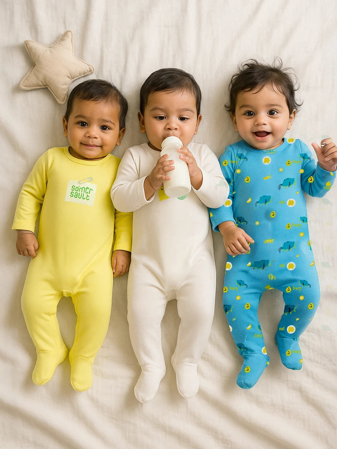 Squeeze Burp Repeat Printed Cotton Sleepsuit
