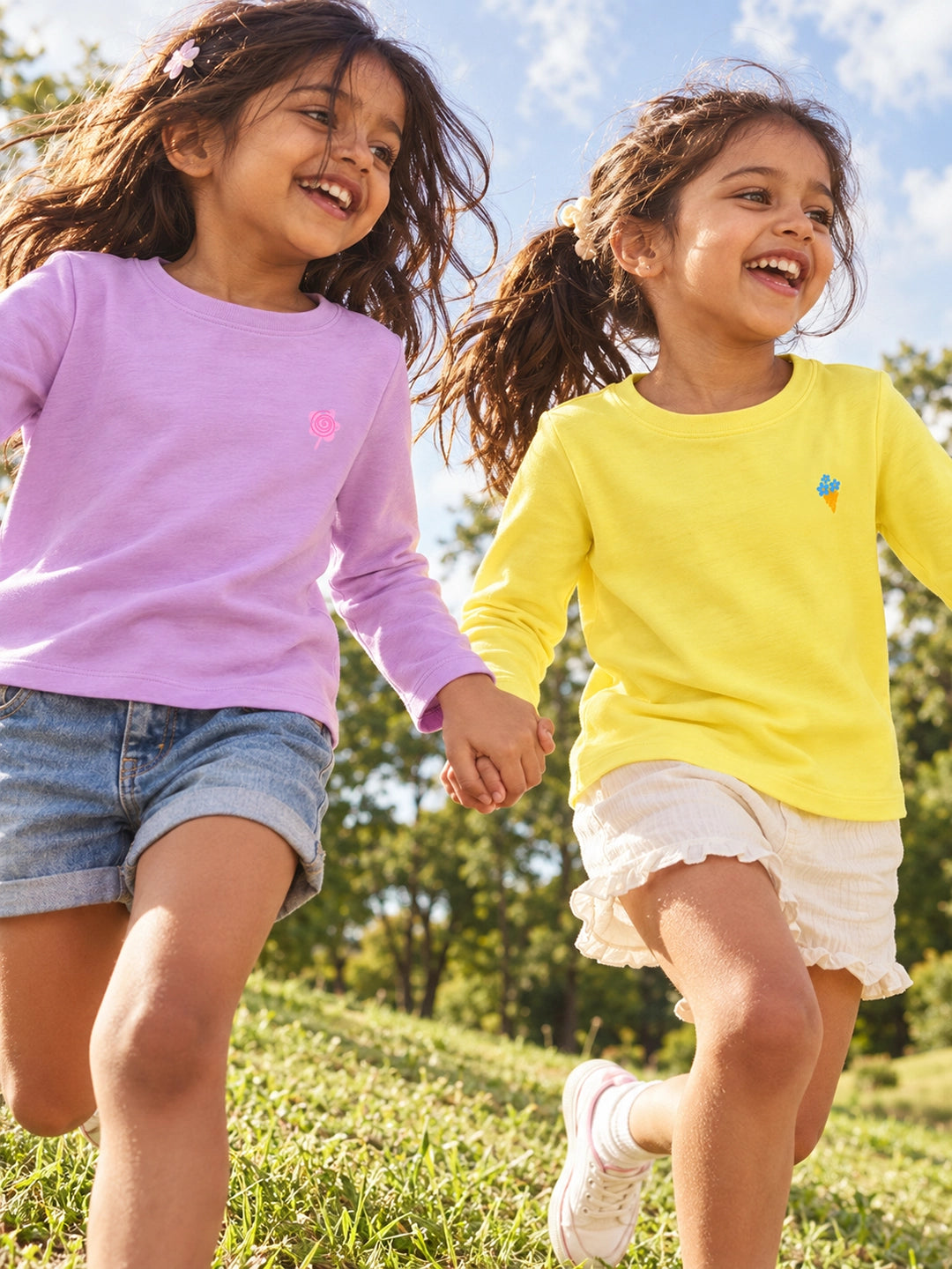 Pack of 2 Full Sleeves Cropped Girl's T-Shirts