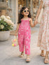 Printed Pink Strap Jumpsuit