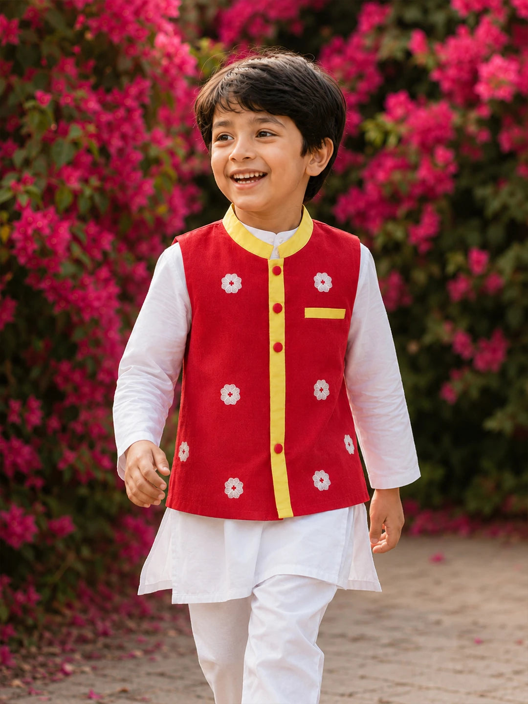 Red Orchid Nehru Jacket