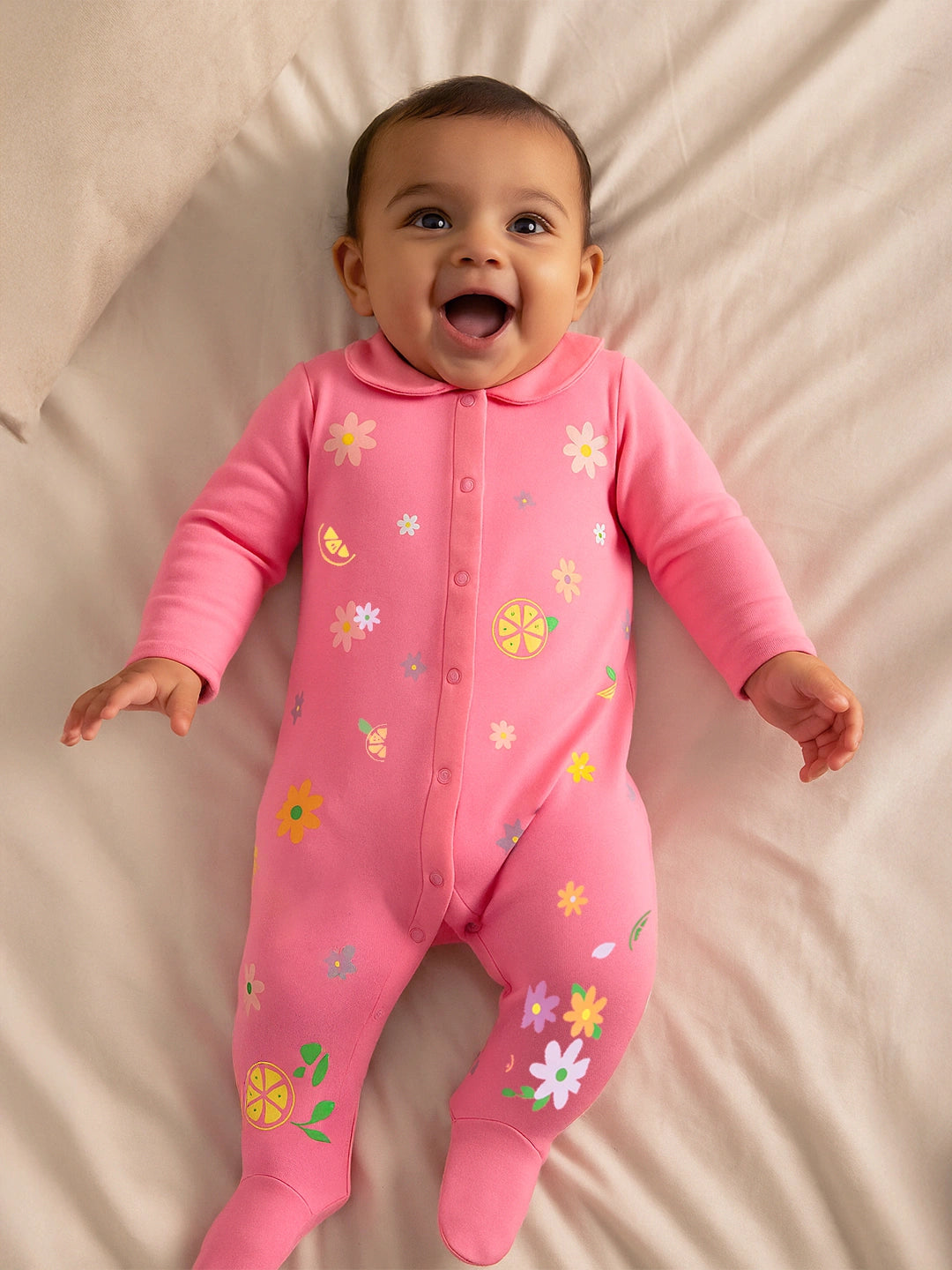 Rosy Dreams Printed Sleepsuit - Footed