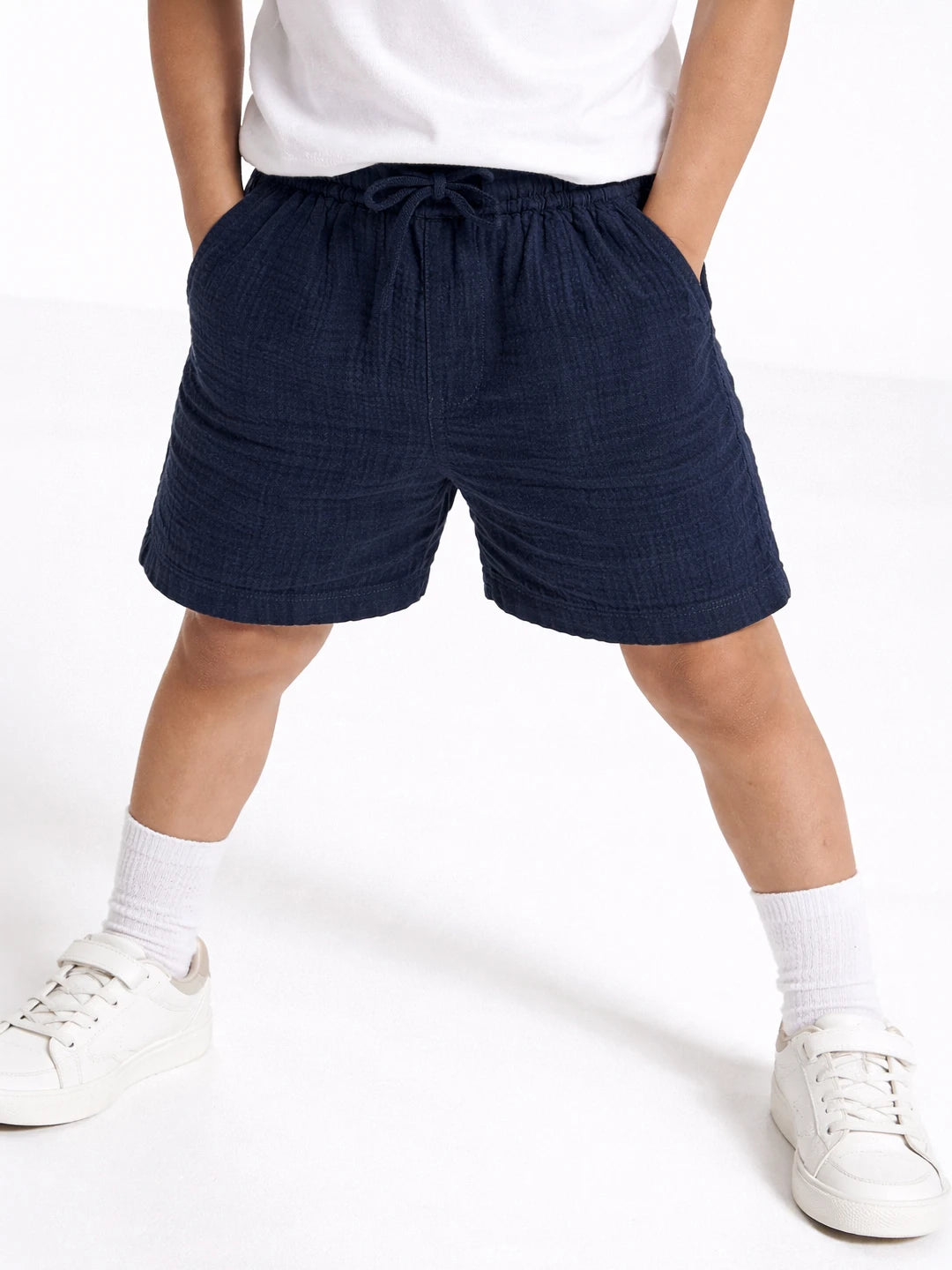 Navy Muslin Shorts