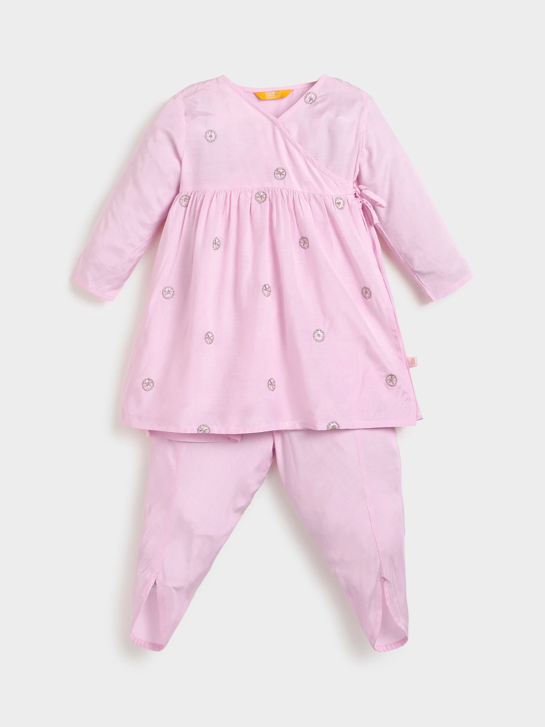 Tassel Twirl Pink Angrakha & Petal Pant Set