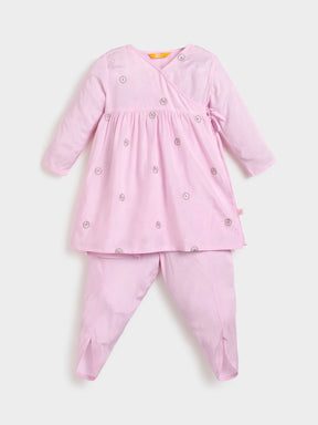 Tassel Twirl Pink Angrakha & Petal Pant Set