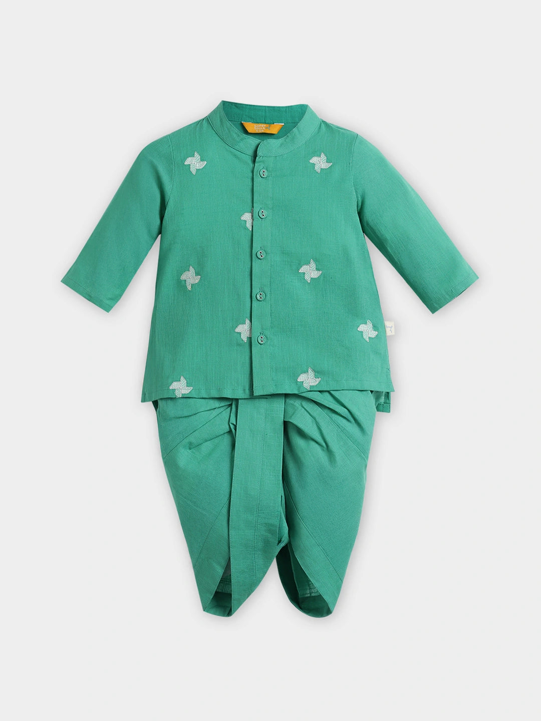 Green Embroidered Kurta Dhoti Set