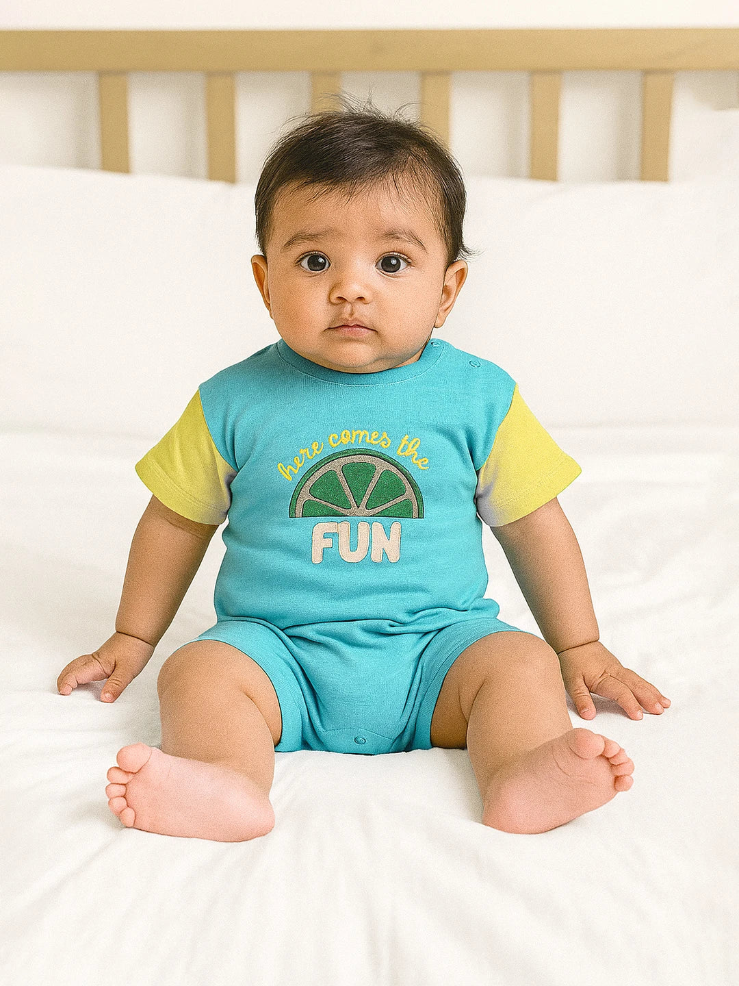 Here Comes The Fun Embroidered Cotton Romper